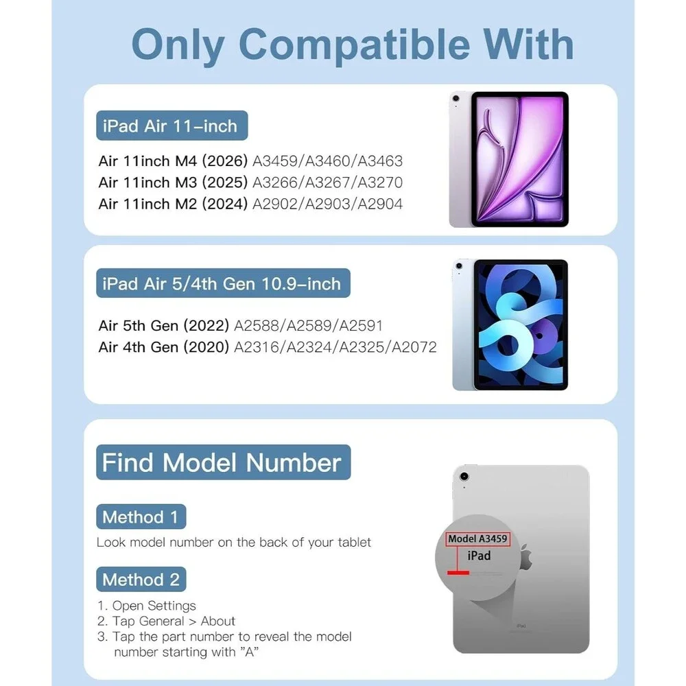 iPad Air Keyboard Case with Trackpad Backlit Keys 360 Rotating Blue Cover